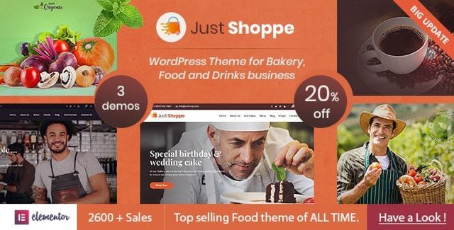 Justshoppe – Elementor Cake Bakery WordPress Theme