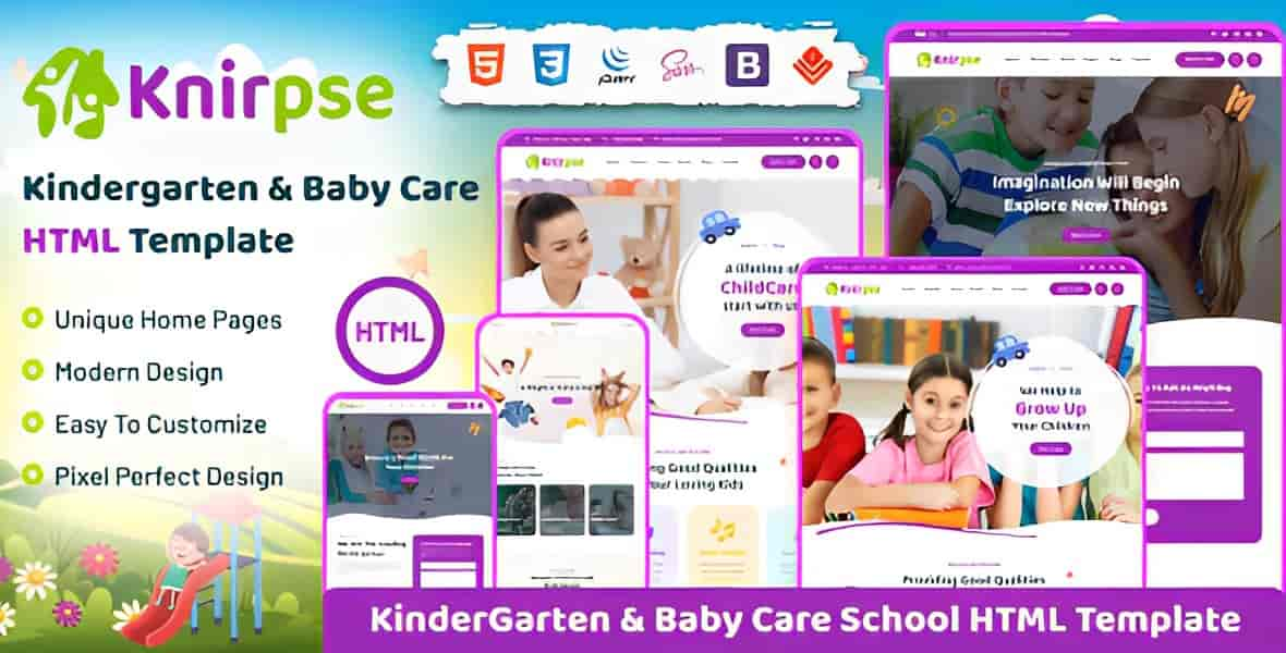 Knirpse – Kindergarten, Children & Baby Care HTML Template