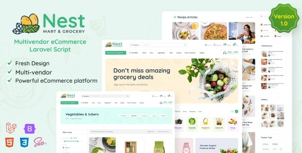 Nest – Multivendor Organic & Grocery Laravel eCommerce PHP Script