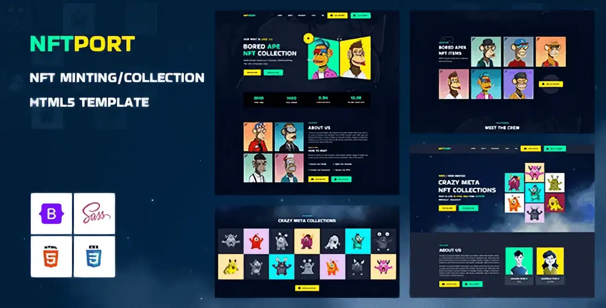 Nftport – NFT Minting-Collection Landing Page HTML5 Template