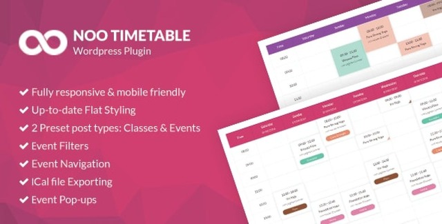 Noo Timetable – Responsive Calendar & Auto Sync WordPress