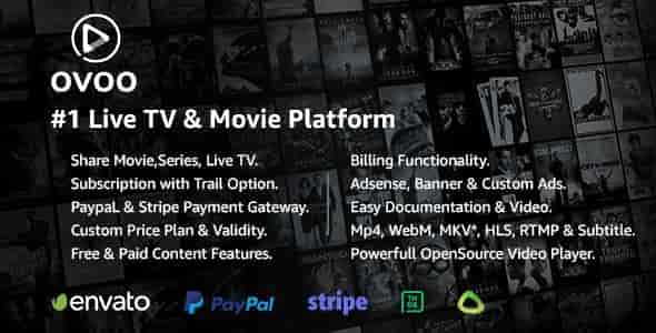 OVOO – Live TV & Movie Portal CMS with Membership System PHP Script