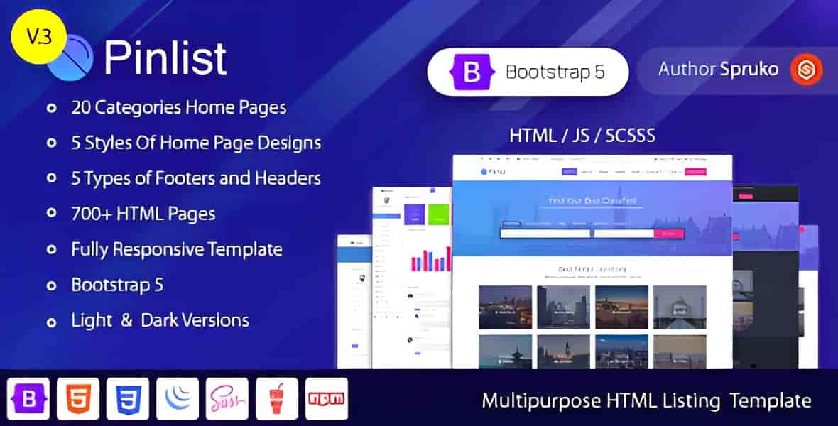 Pinlist – Directory, Classifieds and Jobs Multipurpose Bootstrap5 HTML5 Listing Template HTML