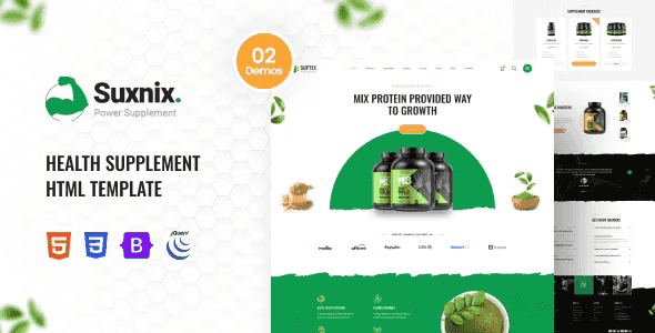 Suxnix – Health Supplement Landing Page Template HTML