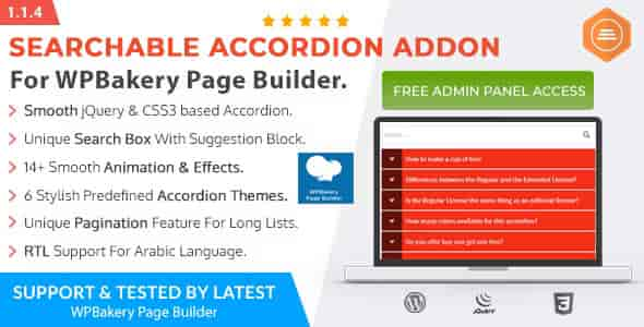 Ultimate Searchable Accordion – WPBakery Page Builder Addon