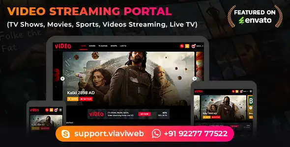 Video Streaming Portal (TV Shows, Movies, Sports, Videos Streaming, Live TV) PHP