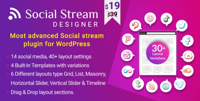 WP Social Stream Designer WordPress