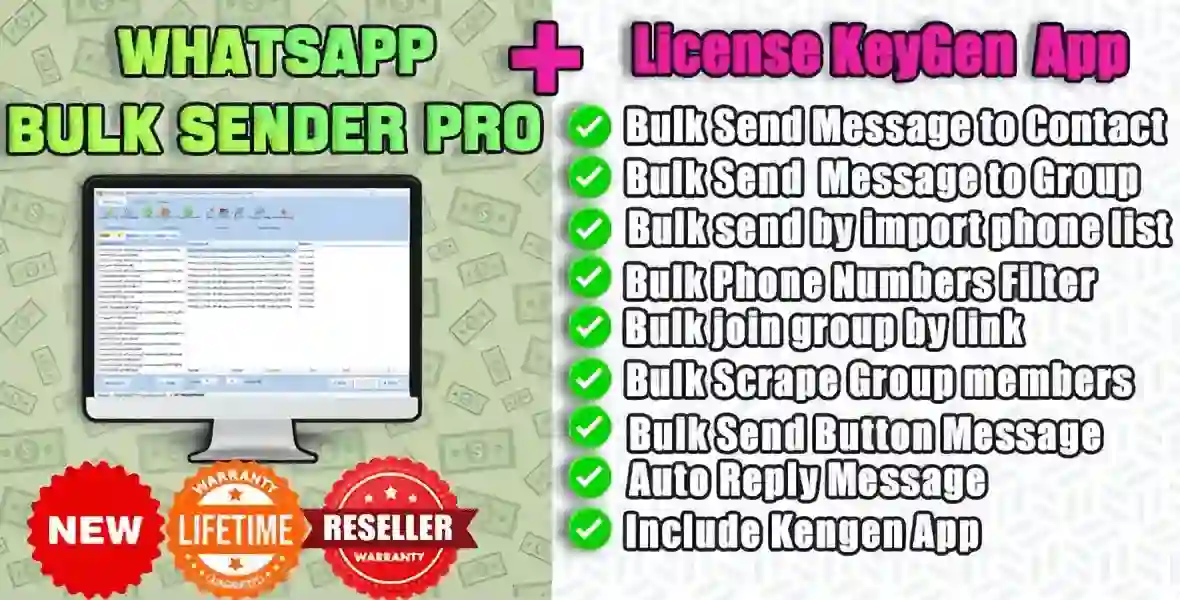 Whatsapp Bulk Sender – Group Send App – Include Generate Key App Windows