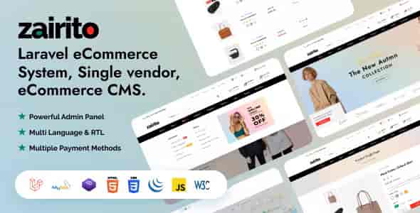 Zairito – Laravel eCommerce System | Single vendor PHP Script