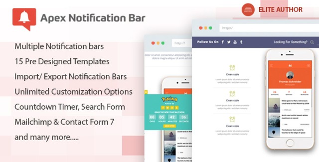 Apex Notification Bar Responsive Notification Bar Plugin For WordPress