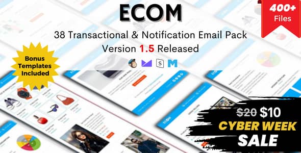 ECOM – Transactional and Notification Email Templates Mega Bundle Template HTML