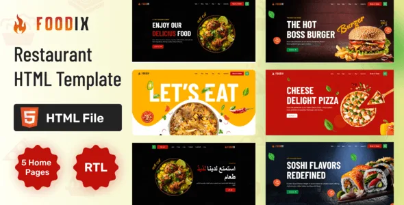 Foodix – Fast Foods & Restaurants HTML + RTL Template