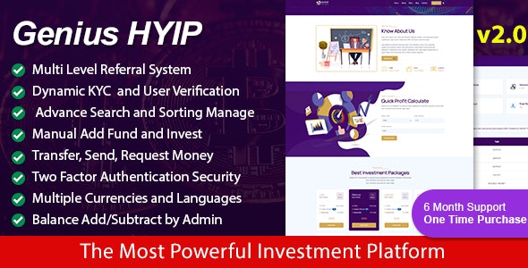 Genius HYIP – All in One Investment Platform PHP Script