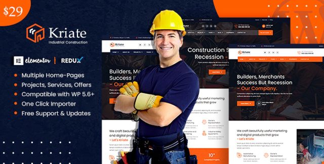 Kriate – Industrial Construction Multipurpose WordPress Theme