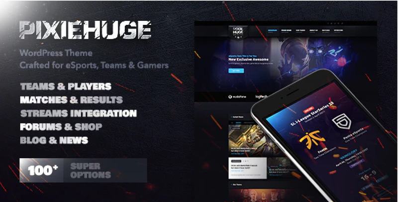 PixieHuge – eSports Gaming Theme For Clans & Organizations WordPress