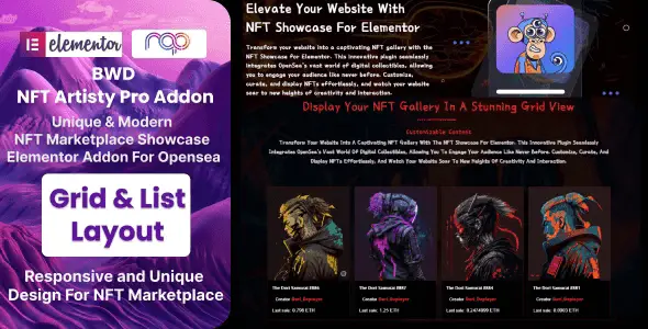 BWD NFT Artisty Pro (OpenSea NFT Marketplace) WordPress