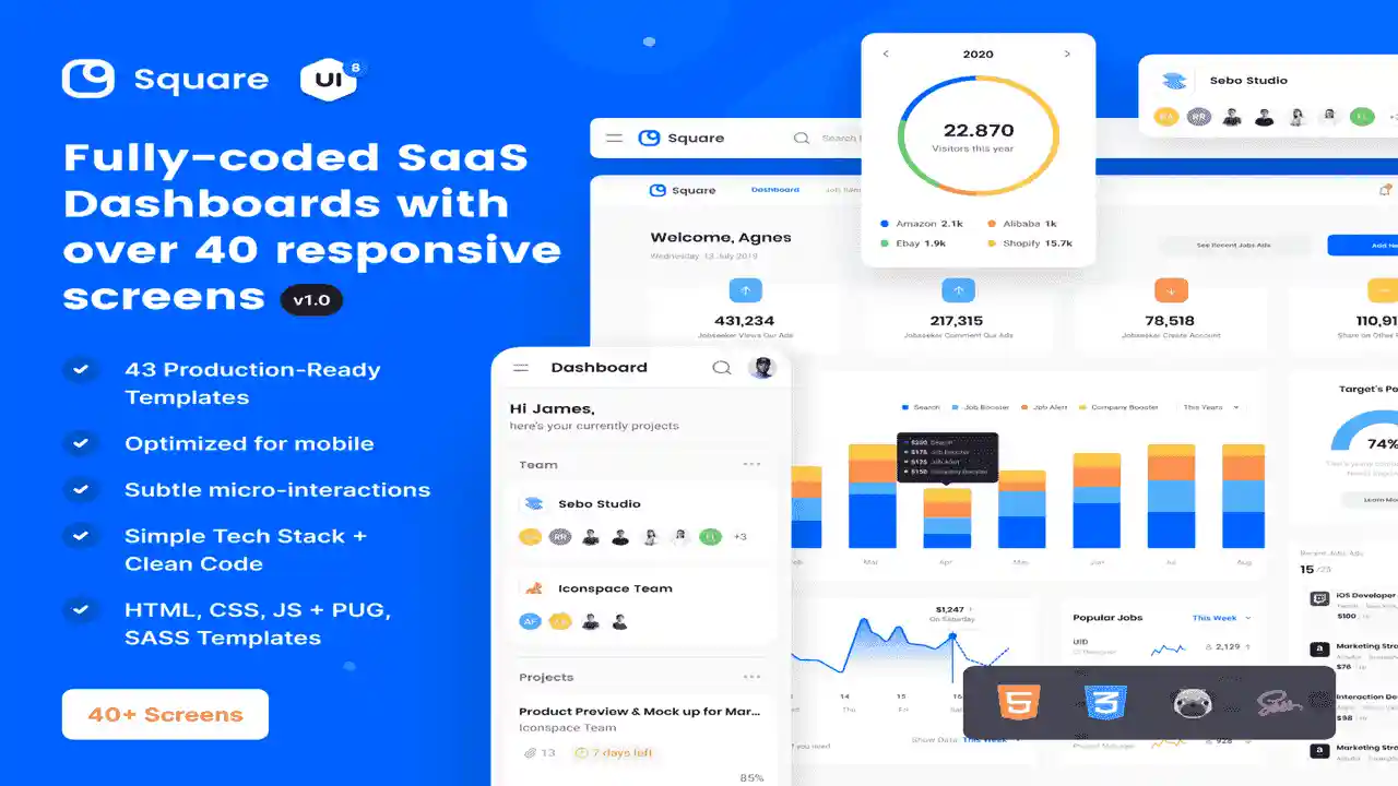 Square Dashboard HTML Template