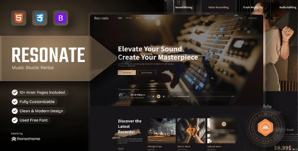 Resonate – Music Studio Production HTML Template