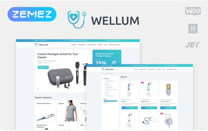 Wellum – Medical ECommerce Classic Elementor WooCommerce Theme