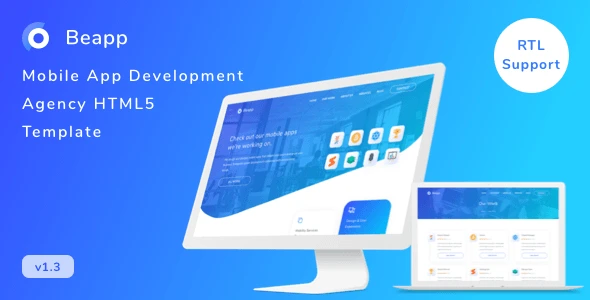 Beapp – Mobile App Development Agency HTML5 Template + RTL Support