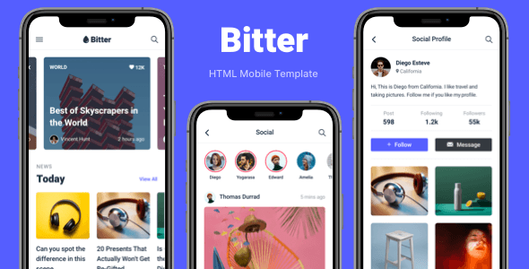 Bitter – HTML Mobile Template