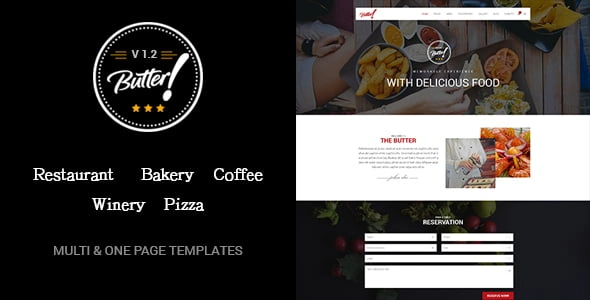 Butter – Professional Restaurant, Bakery, Coffee, Winery and Pizza Template HTML Layouts