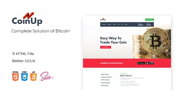 Coinup – Complete Solution of Bitcolin HTML and Sass Template