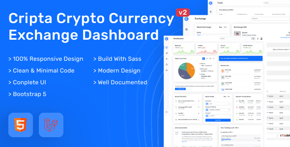 Cripta – Cryptocurrency HTML and Laravel Exchange Dashboard