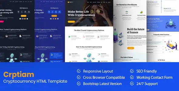 Crptiam – Cryptocurrency Landing Page HTML Template