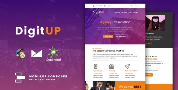 Digitup – Responsive Email Template HTML for Agencies, Startups & Creative Teams with Online Builder