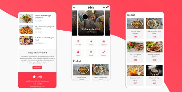 Dish – Cafe, Food and Restaurant Mobile Template HTML