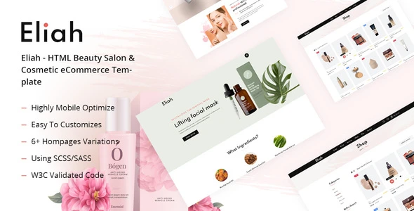 Edit Eliah – HTML Beauty Salon & Cosmetic eCommerce Template