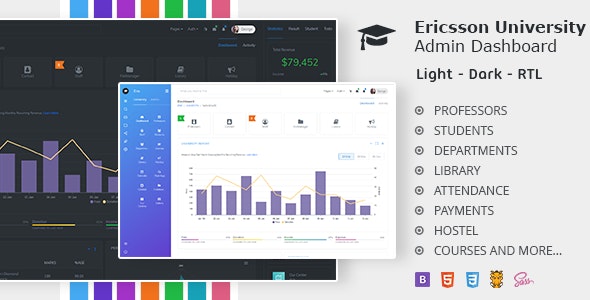 Ericsson – Admin Dashboard Template HTML for University, school & college