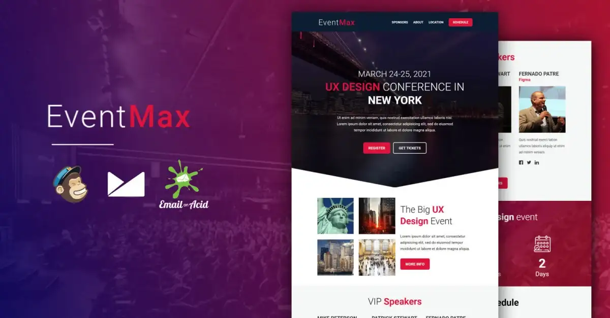 EventMax – Responsive Email Template HTML for Events & Conferences with Online Builder