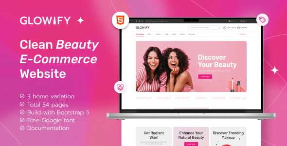Glowify – Beauty Products eCommerce HTML Template