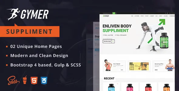 Gymer – Health & Fitness Medicine Ecommerce Template HTML