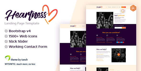 Heartness – Fundraising Donation Landing Page Template HTML