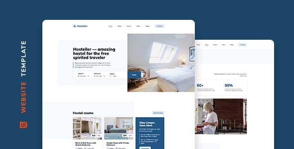Hosteller – Hostel Booking Website Template HTML