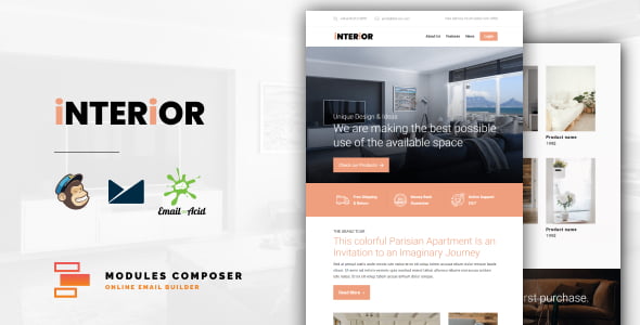 Interior – E-Commerce Responsive Furniture and Interior design Email with Online Builder HTML Template