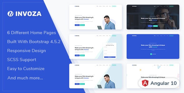 Invoza – Angular 10 Landing Page Template