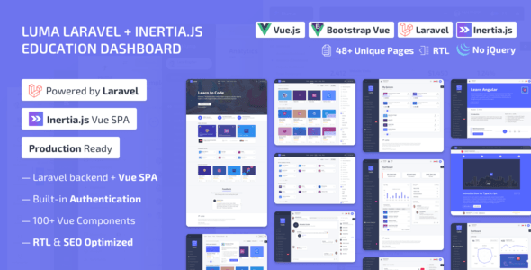 Luma – Laravel LMS & Vue Education Admin Dashboard Template