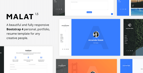 Malat – Responsive Personal Portfolio Resume Template HTML