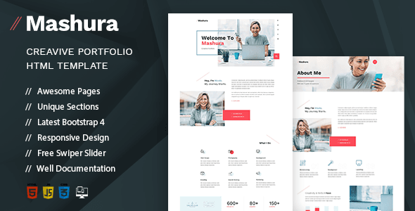 Mashura – Single Portfolio HTML Template