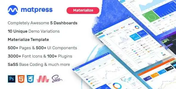 MatPress – Materialize Admin Template HTML