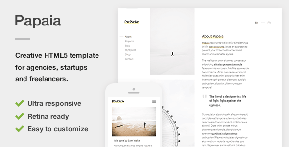 Papaia – Creative HTML5 Site Template for Agencies, Startups & Freelancers