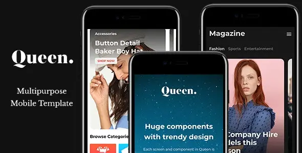 Queen – Multiconcept HTML Mobile App Template