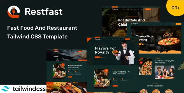 Restfast – Fast Food And Restaurant Tailwind CSS Template HTML