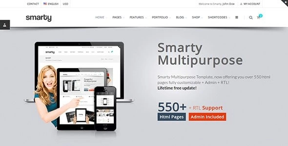 Smarty – Website + Admin + RTL Template