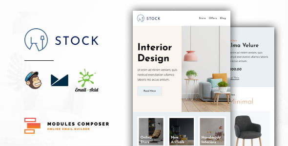 Stock – E-Commerce Responsive Furniture and Interior design Email with Online Builder HTML Template