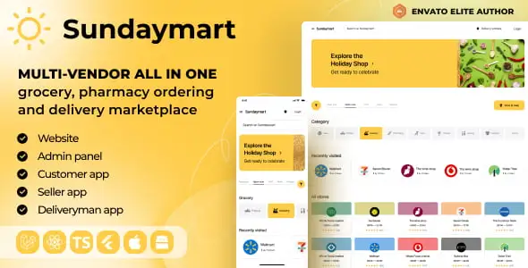 Sundaymart – Multi-purpose e-commerce marketplace (Website + Customer apps + Admin panel)